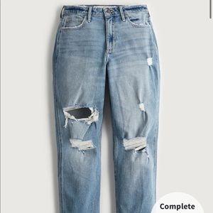 Hollister Curvy High-Rise Ripped Medium Wash Mom Jeans